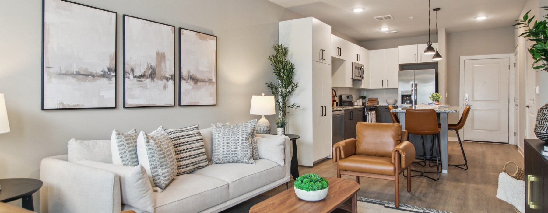 Open space living area with natural lighting